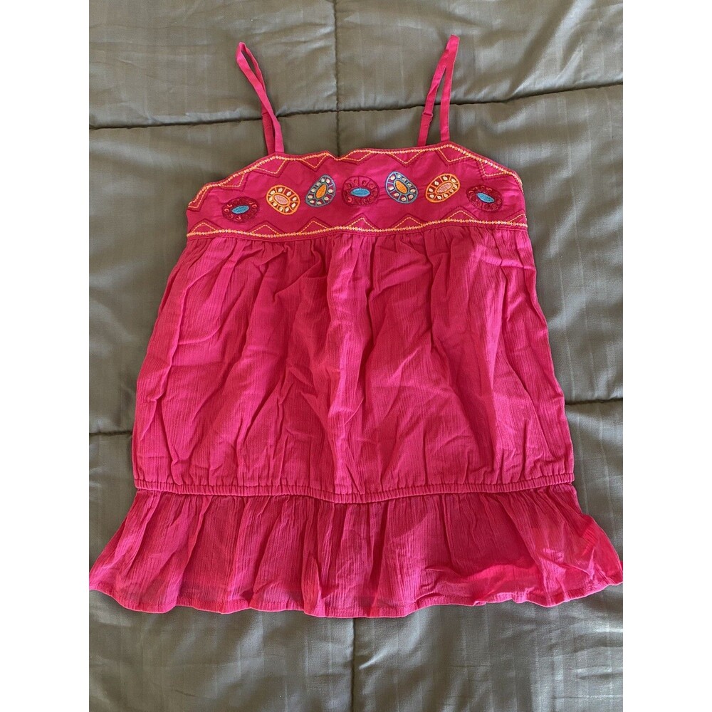 NWT Girls est 1989 Place pink adjustable strap Babydoll Top w/ Detail SZ L 10/12